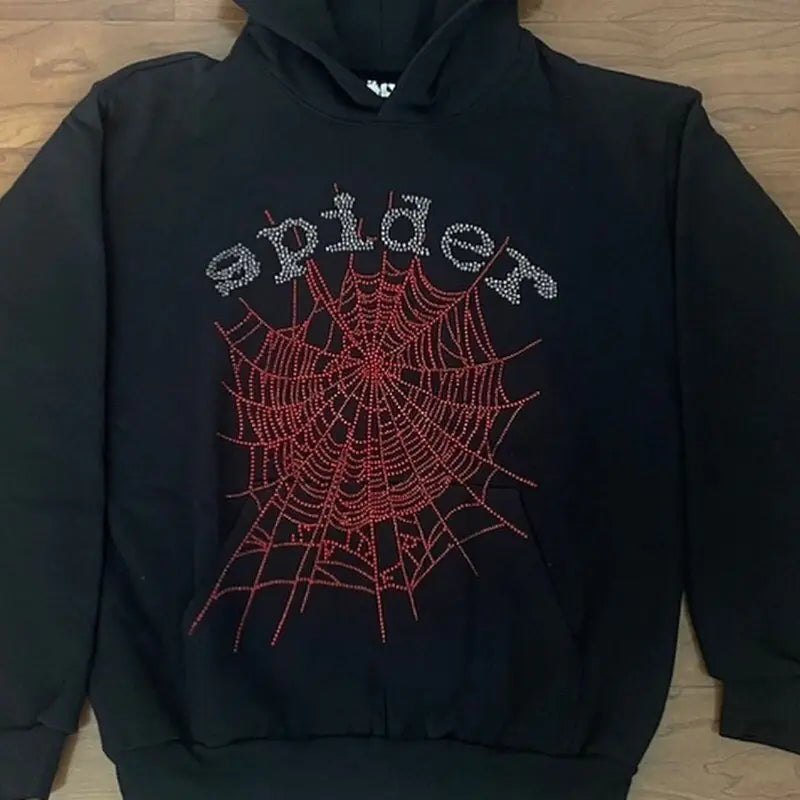 Spider Rhinestone Hoodie - HoopHaven